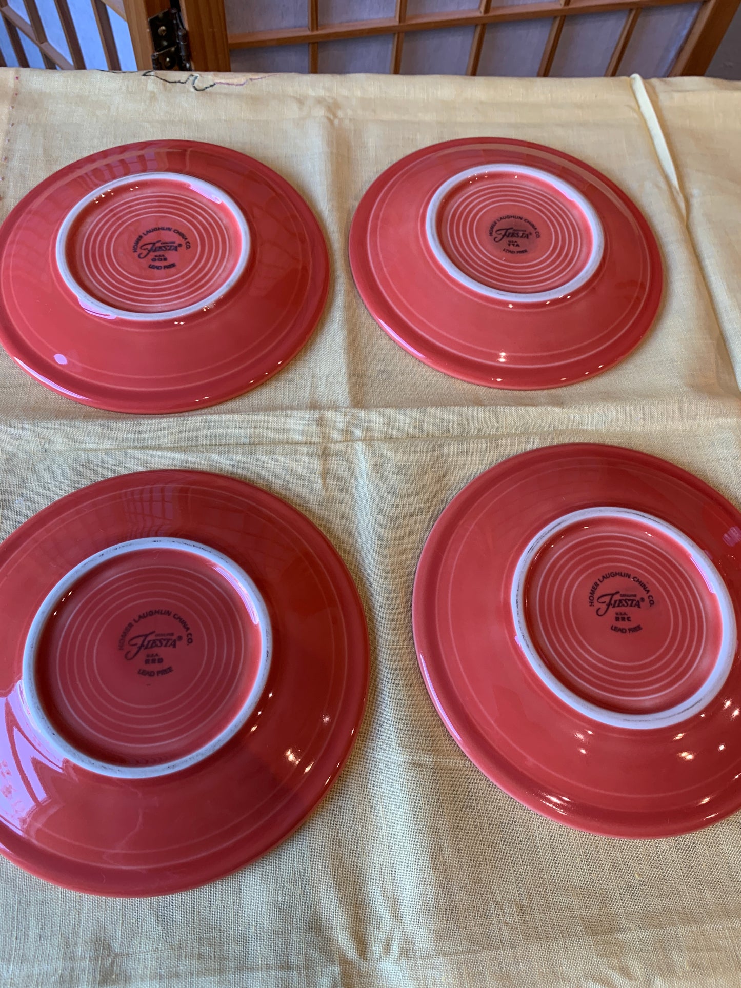 Fiestaware, Homer Laughlin, 4 Cups and 4 Saucers, Persimmon Color
