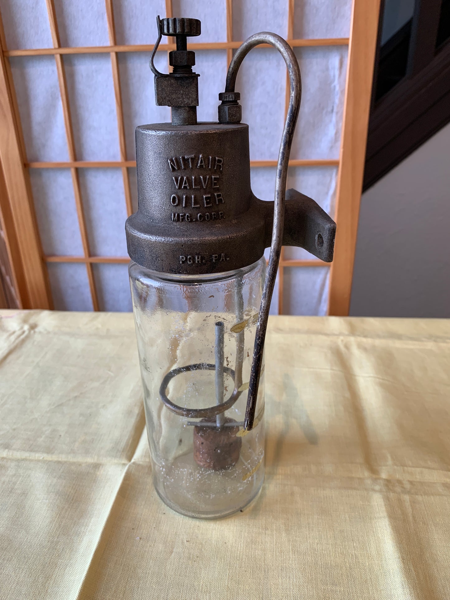 Vintage Engine Drip Oiler/Valve Oiler Hofmann Petrolia, PA, Anchor Hocking Jar.